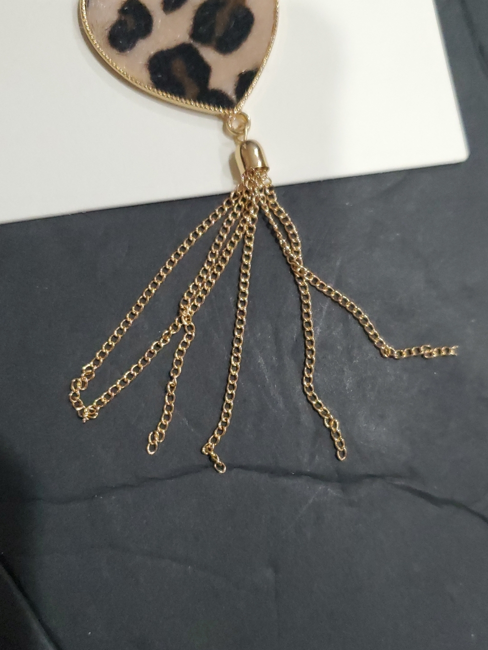 Lucky Brand heart shaped calf hair dangle earring & fringe pendant necklace set - Picture 4 of 8